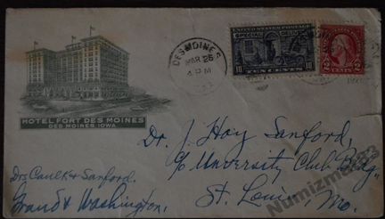 Америка конверт 1926 год старый 2 марки