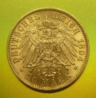 20 марок 1894 г Саксония,Германская империя