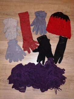 Женский шарф, шапка, перчатки