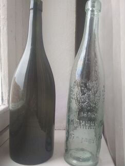 Старинная пивная бутылка Калинкин+старинная темная