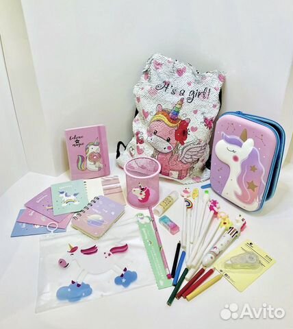 Подарочный набор для девочки с единорогами в пакет