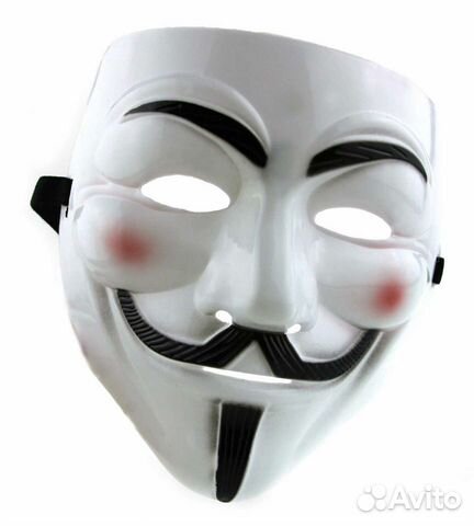 Маска Анонимуса Гая Фокса белая, золото, черная