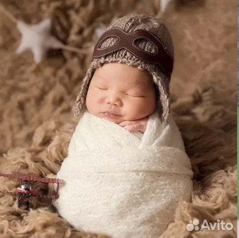 Шлем летчика для фото новорожденного