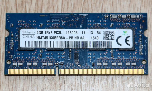 Оперативная память 4 ГБ 1 шт. Hynix ddr3l 1600 so-DIMM 4gb.