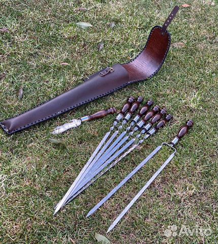 Набор шампуров в кожаном колчане 45см 