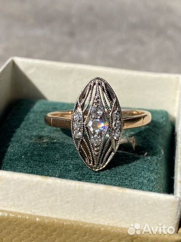 Золотое кольцо с брильянтами скань СССР 585