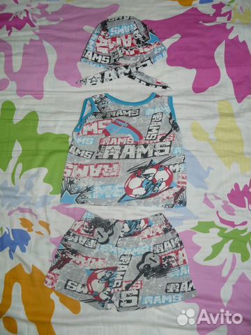 Летний костюм на 9-18 мес с банданой Летний костюм на 9-18 мес с банданой