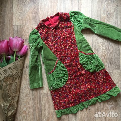 Фирменное велюровое платье р. 104