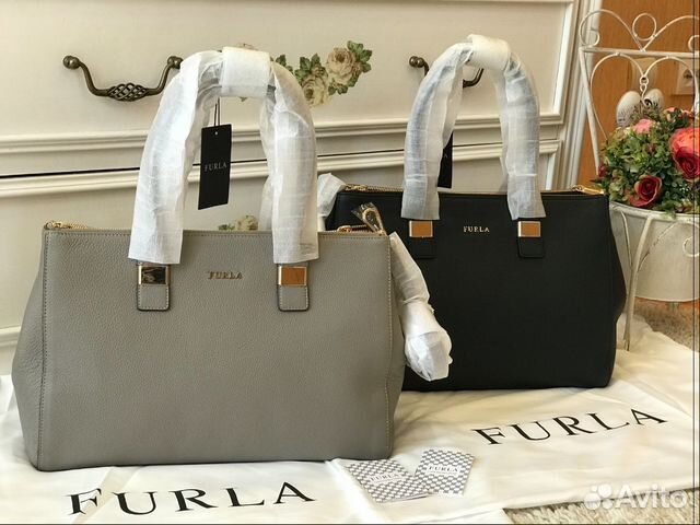 Furla Amelia сумка чёрная серая оригинал кожа