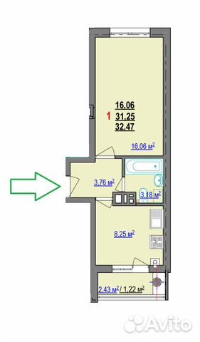 1-к квартира, 33 м², 5/5 эт.