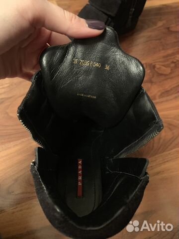 Ботинки Prada замшевые, оригинал, 36 размер