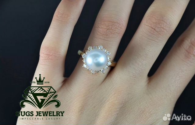 Новое золотое кольцо Mikimoto 7.5 гр 0.8 ct 3/4