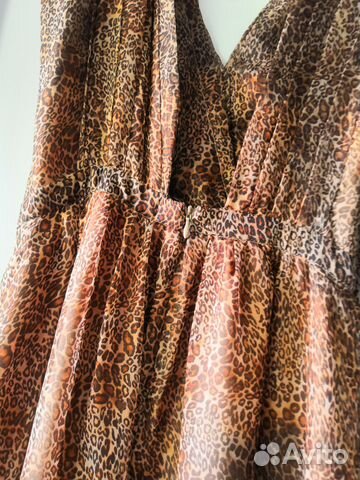 Платье в пол мелкий леопард