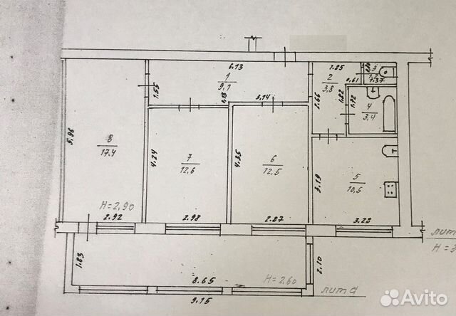 3-к квартира, 71 м², 1/4 эт.