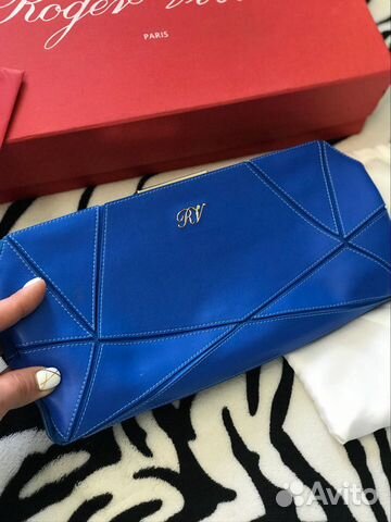 Клатч кожаный небесного цвета