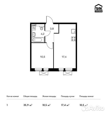 1-к квартира, 35.9 м², 14/25 эт. 1-к квартира, 35.9 м², 14/25 эт.
