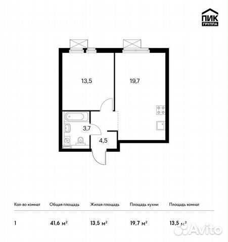 1-к квартира, 41.6 м², 20/31 эт.