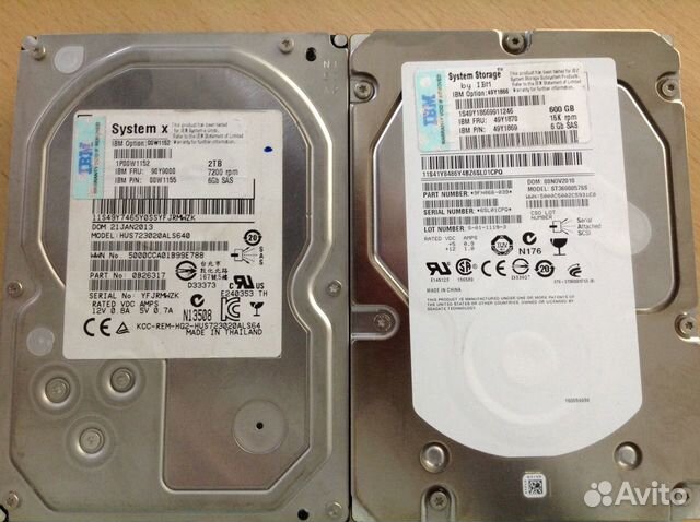 HDD SAS/SATA 146Gb-2Tb 5.4к-7.2к-10к-15k 2.5, 3.5