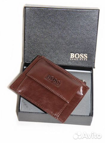 Кожаный кошелечек - визитница H Boss brown new
