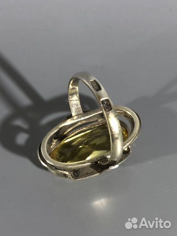 Серебряное кольцо с цитрином. 875 проба