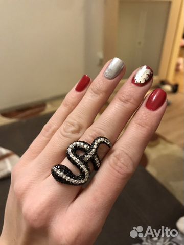 Серебряное кольцо змея (Swarovski)