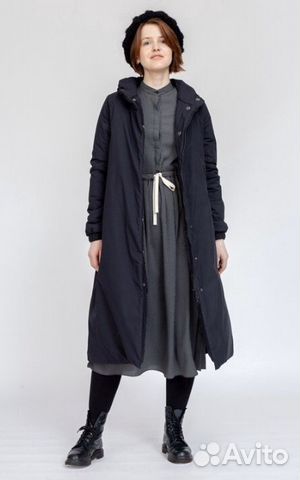 Пуховик уста К устам / Зимнее пальто, чёрный миди Пуховик уста К устам / Зимнее пальто, чёрный миди