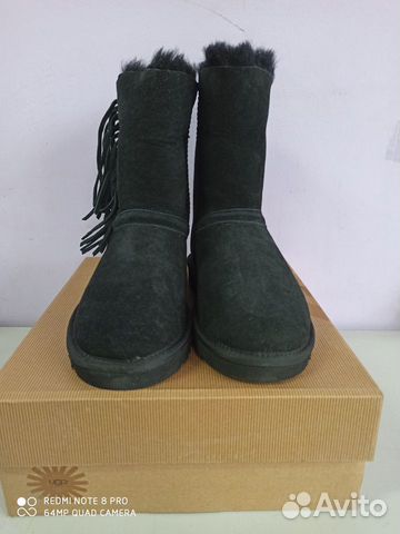 UGG Australia Угги с бахромой черные замш UGG Australia Угги с бахромой черные замш