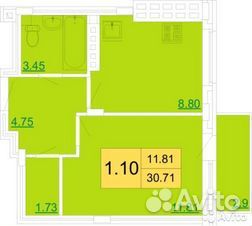 1-к квартира, 33.4 м², 5/5 эт. 1-к квартира, 33.4 м², 5/5 эт.