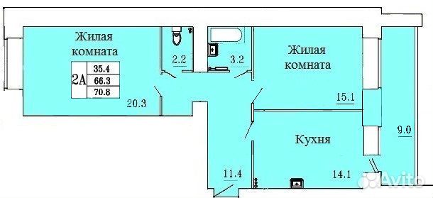2-к квартира, 70.8 м², 16/16 эт.