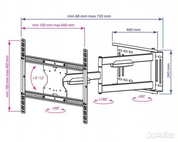 Кронштейн поворотный усиленный до 75’’ Кронштейн поворотный усиленный до 75’’