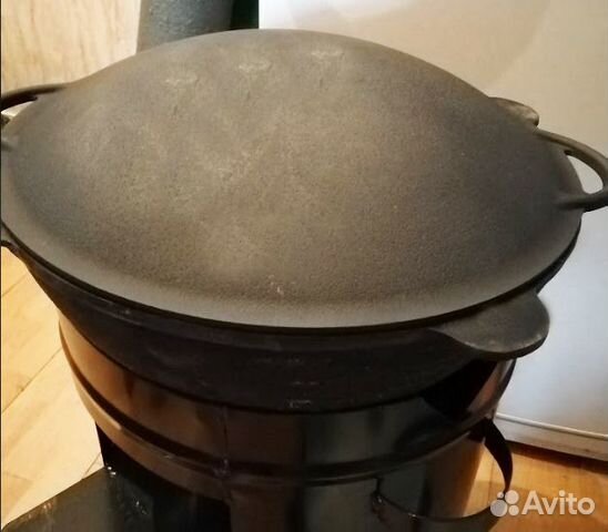 Казан чугунный с крышкой садж сковородой