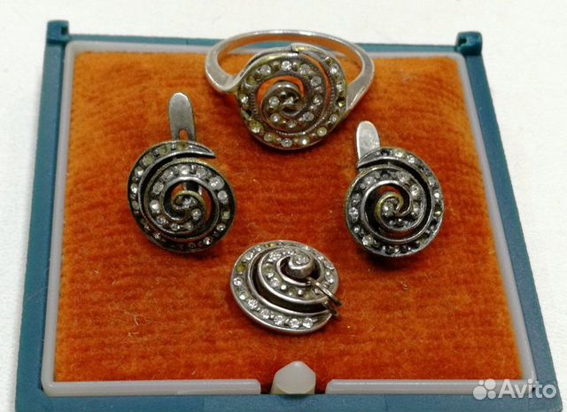 Бижутерия Серьги кольцо кулон серебрение Jenavi Бижутерия Серьги кольцо кулон серебрение Jenavi
