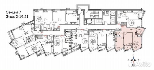 2-к квартира, 53 м², 19/21 эт. 2-к квартира, 53 м², 19/21 эт.