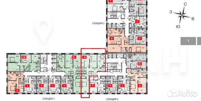 3-к квартира, 87.3 м², 13/19 эт.