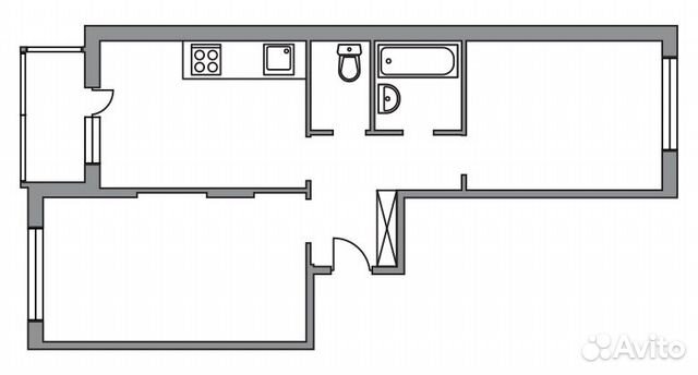 2-к квартира, 54.8 м², 1/6 эт.