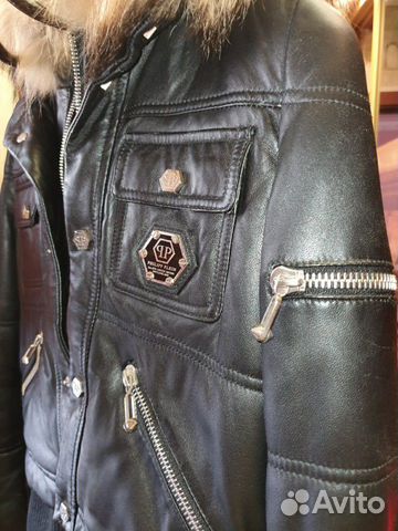 Куртка кожаная зимняя с капюшоном philipp plein Куртка кожаная зимняя с капюшоном philipp plein