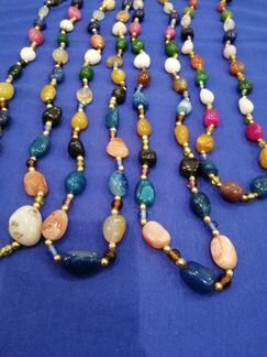 Колье-Бусы. Длинные. Натуральные камни. Индия