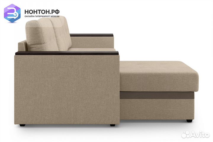 Диван угловой дельфин Атланта бежевый / коричневый