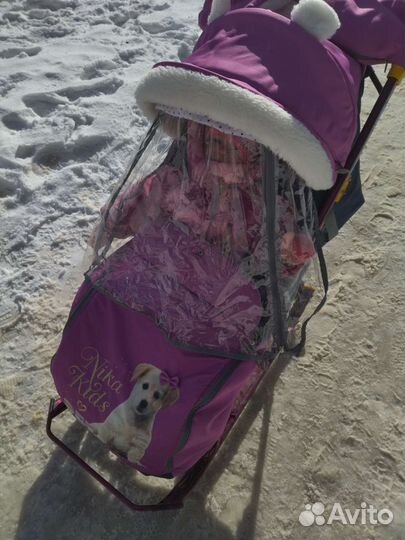 Детские санки коляска с колесами