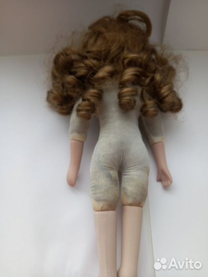 Кукла винтаж мягконабивная фарфоровая