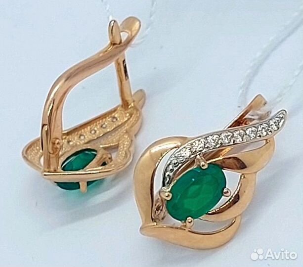 Золотые серьги с фианитом