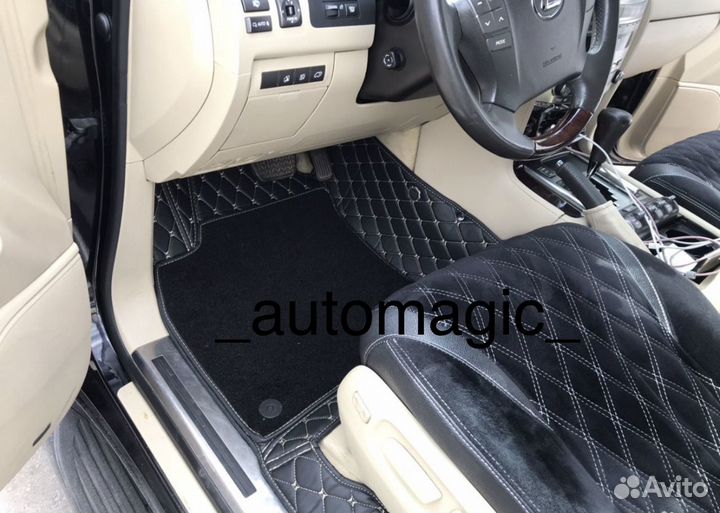 3D Автомобильные коврики с бортами из экокожи