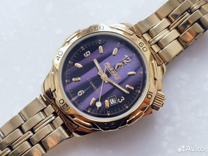 Часы мужские Рекорд Канистра Новые РФ мех Слава 05