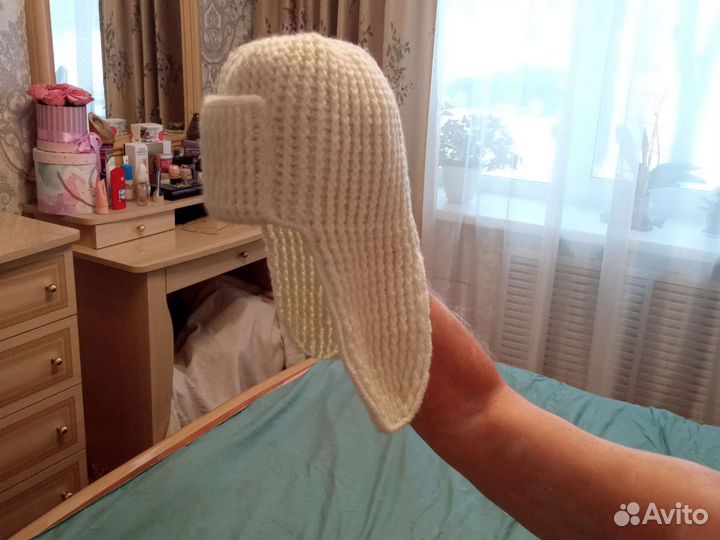 Шапка вязанная с ушками, под заказ