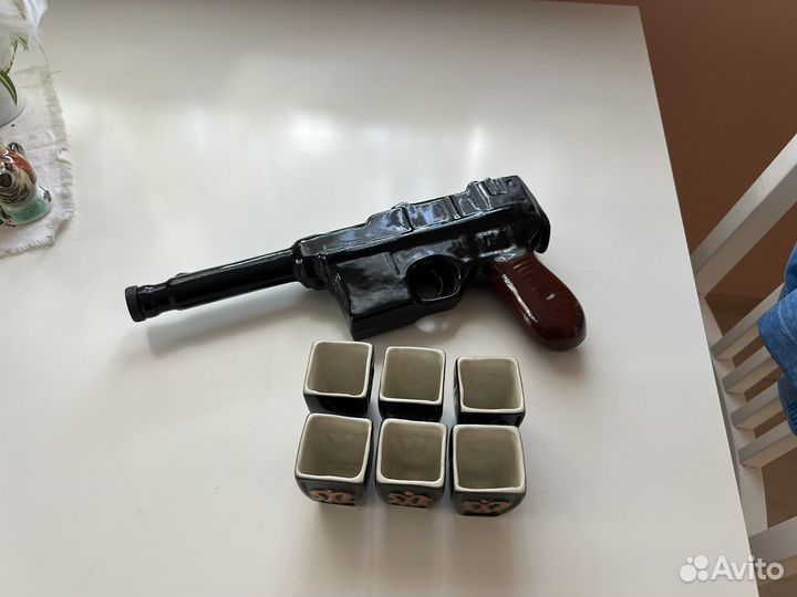 Графин наган пистолет СССР + 6 стопок