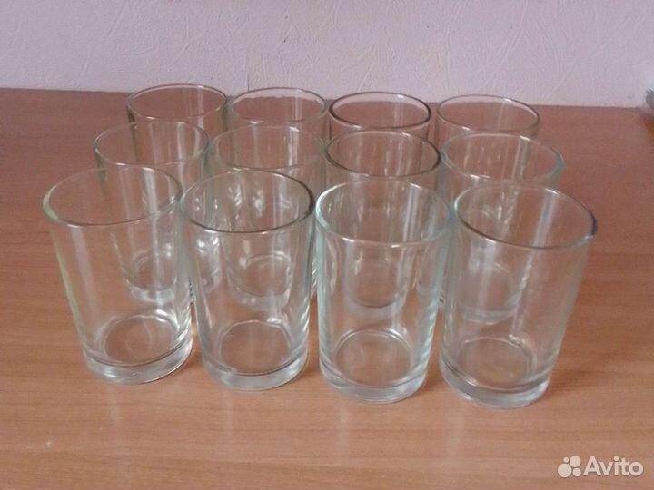 Стаканы стеклянные толстостенные, 12 штук