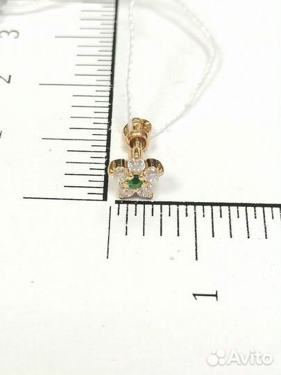 Серьги с синтетическим камнем Золото