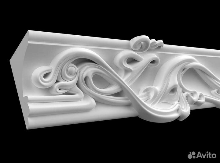 Карниз гипсовый, формовой и гладкотянутый 10см