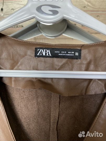 Платье кожаное Zara с ремнем