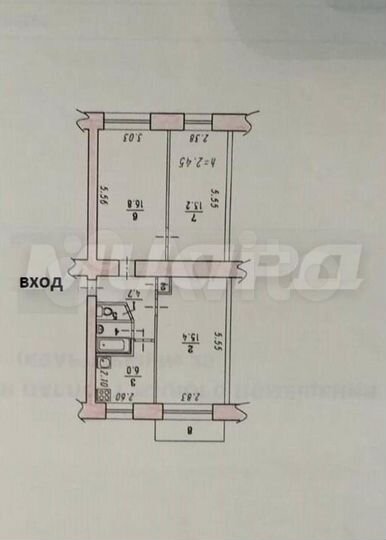 3-к. квартира, 59,6 м², 3/5 эт.